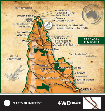Captain Billy's 4WD Hire - Cape York Map